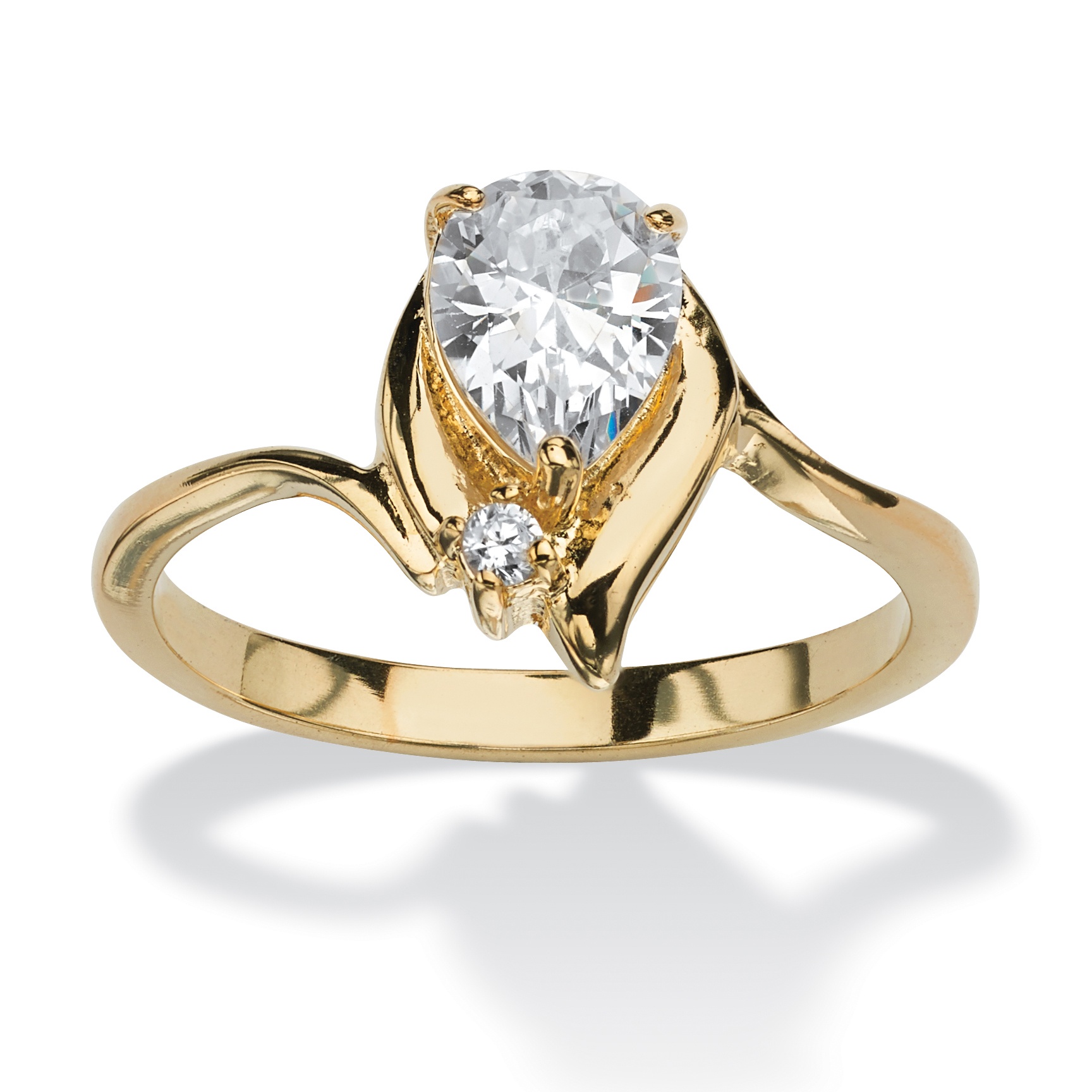 Pear-Shaped Birthstone Ring in 18k Gold-Plated