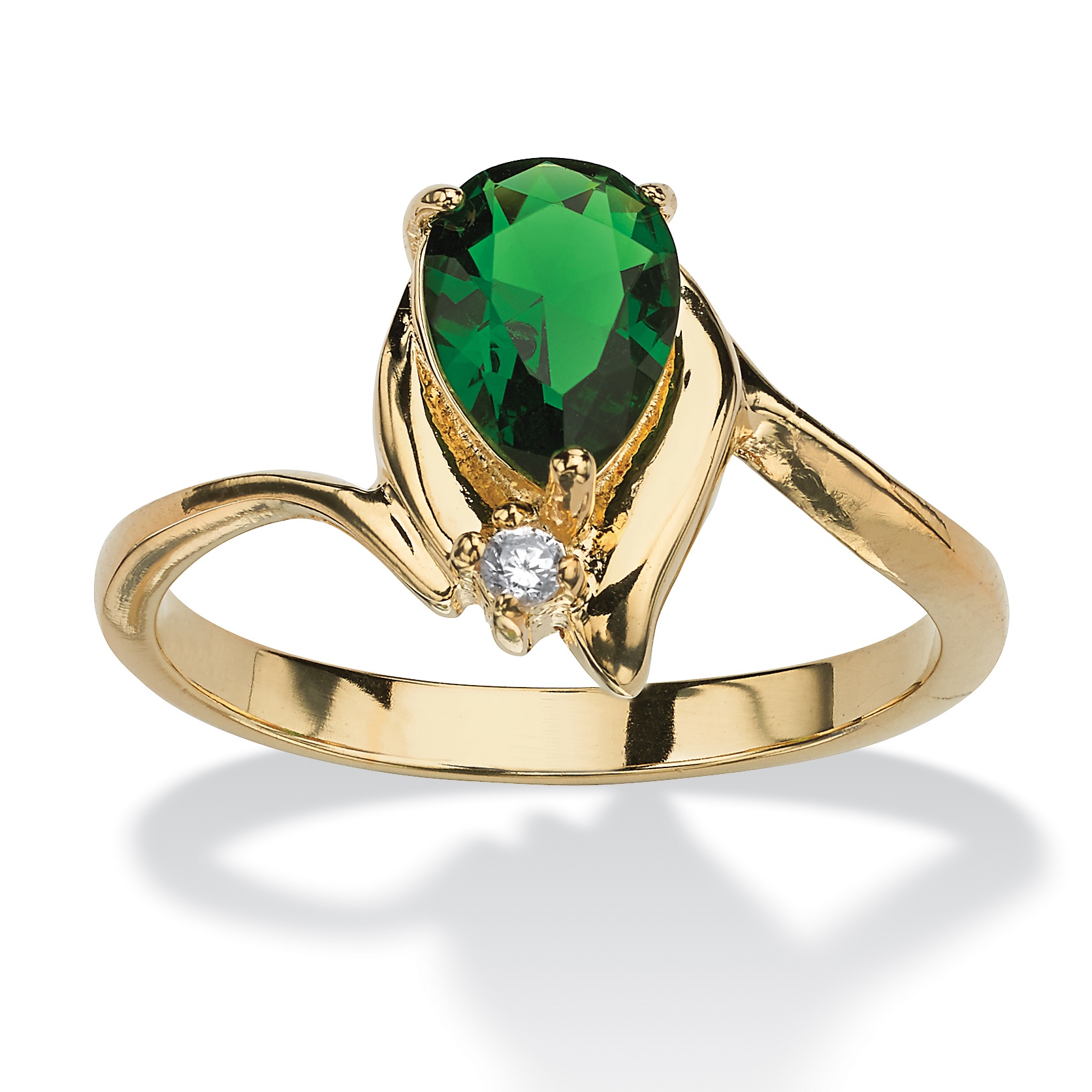 Pear-Shaped Birthstone Ring in 18k Gold-Plated