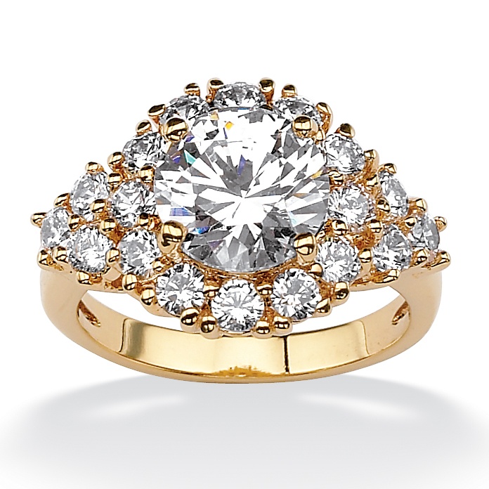 4.17 CT TW Round Multi-DiamonUltra&trade; Cubic Zirconia Ring in 18k Gold-Plated