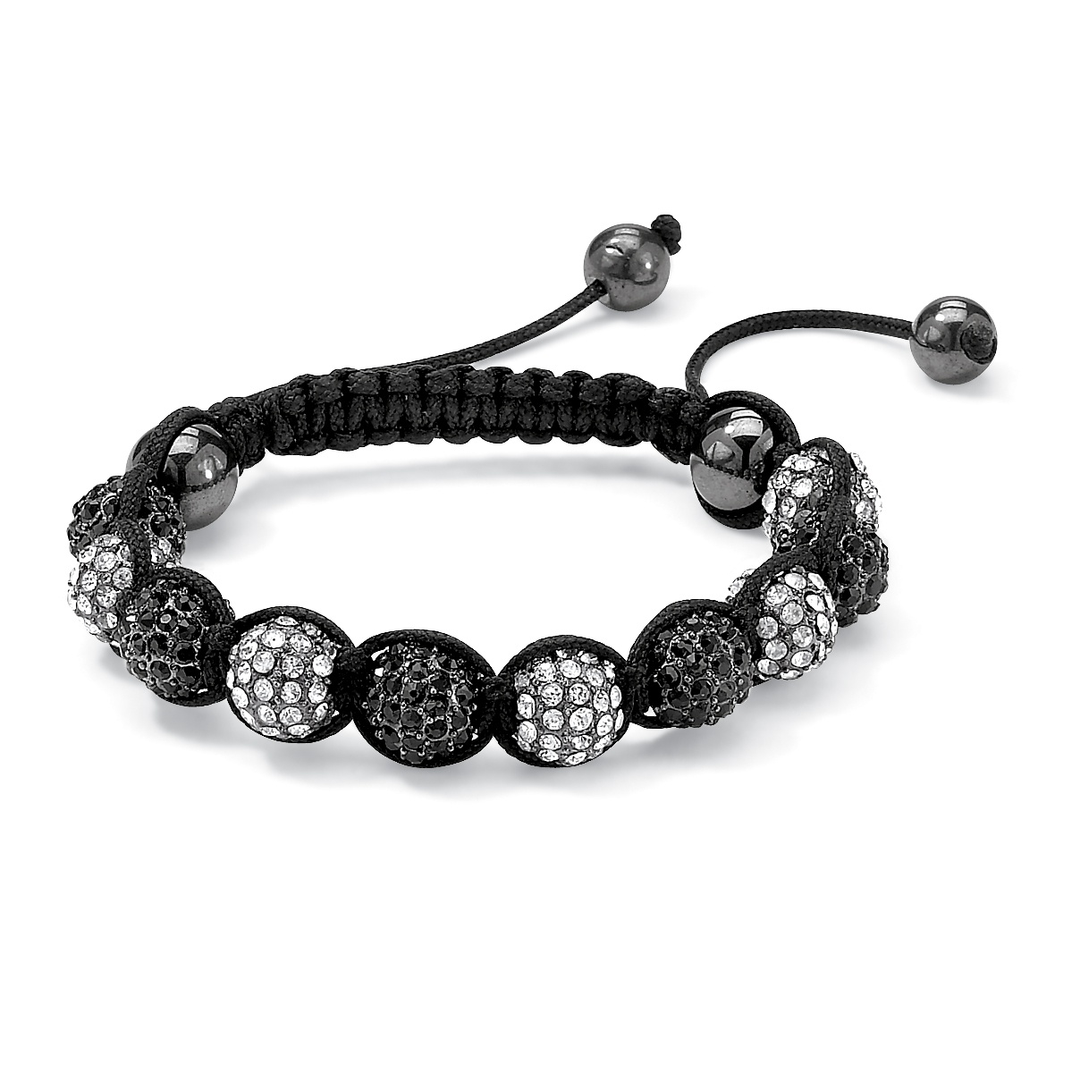Black Ruthenium Finish and Macrame Rope Black and White Crystal Ball ...