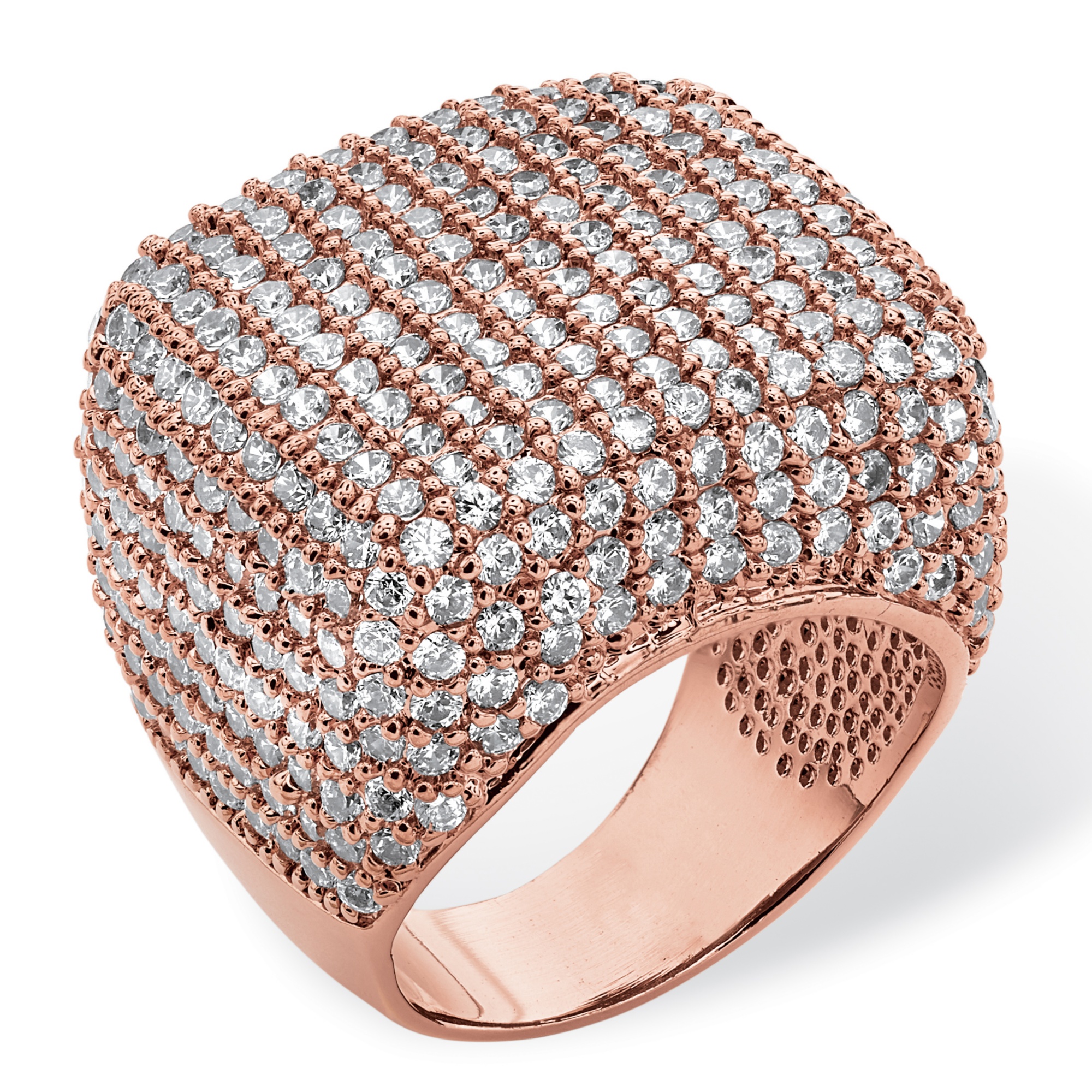 11.13 CT TW DiamonUltra&trade; Cubic Zirconia Pav&eacute; Dome Ring in 14k ...