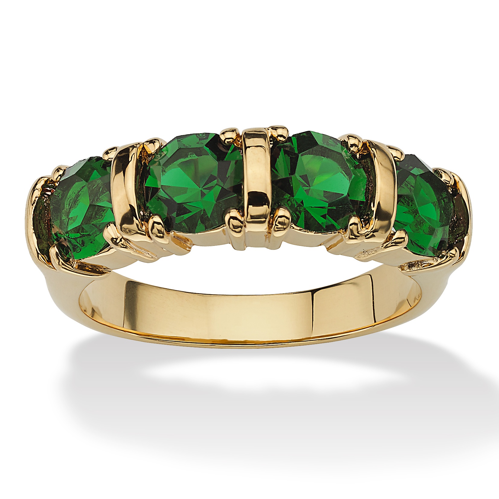 Round Birthstone Channel Ring in 18k Gold-Plated