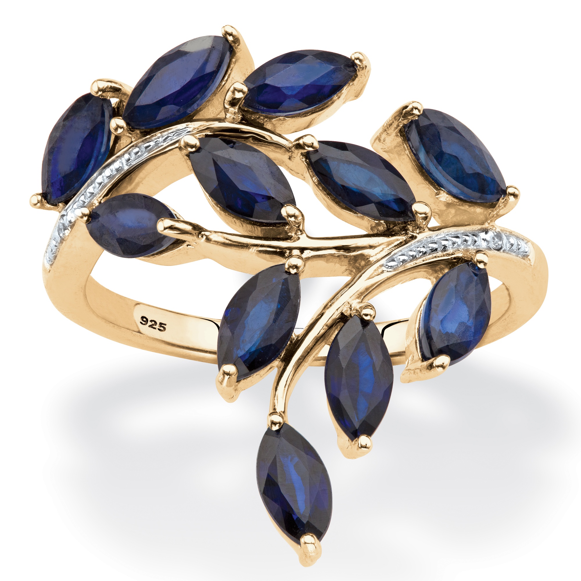 1.70 CT TW Midnight Blue Sapphire and Diamond Accent Ring in 18k Gold over ...