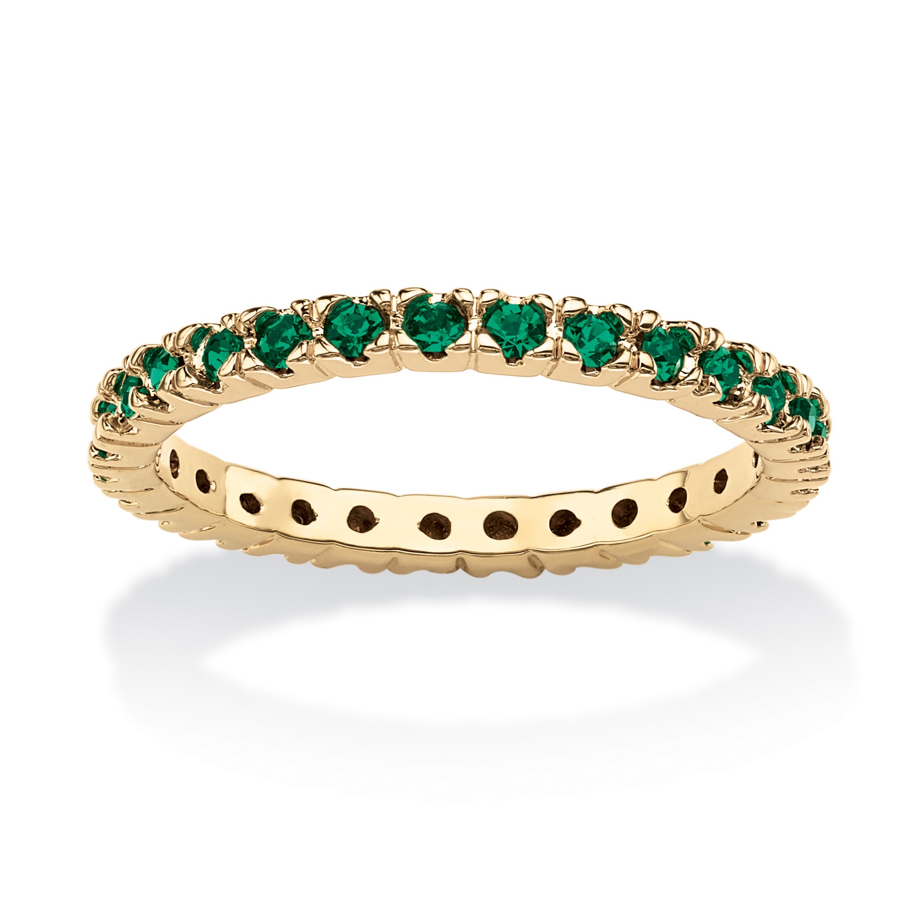 Round Birthstone Eternity Band Ring in 18k Gold-Plated