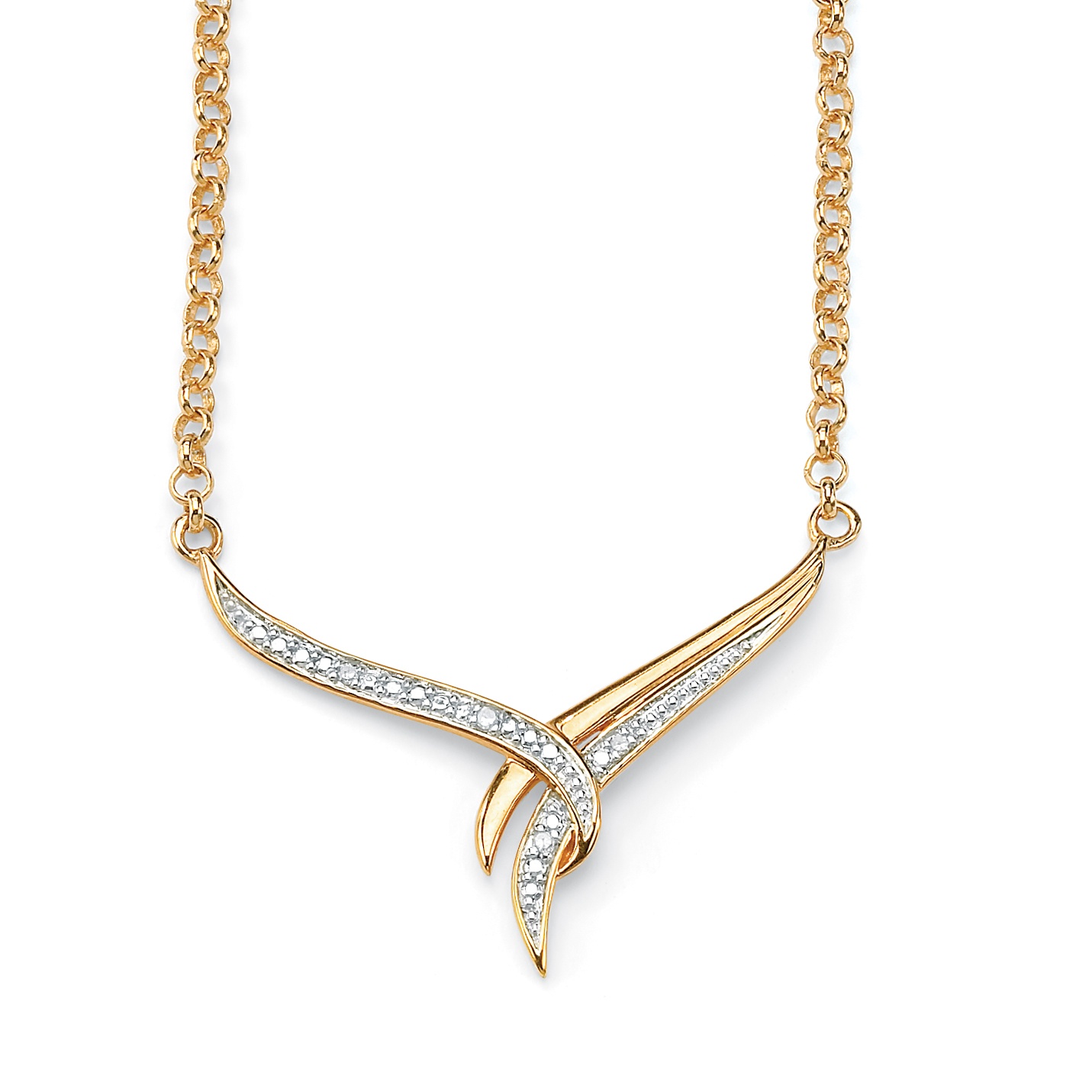 Diamond Accent Free-Form Swirl Necklace in 18k Gold over Sterling Silver