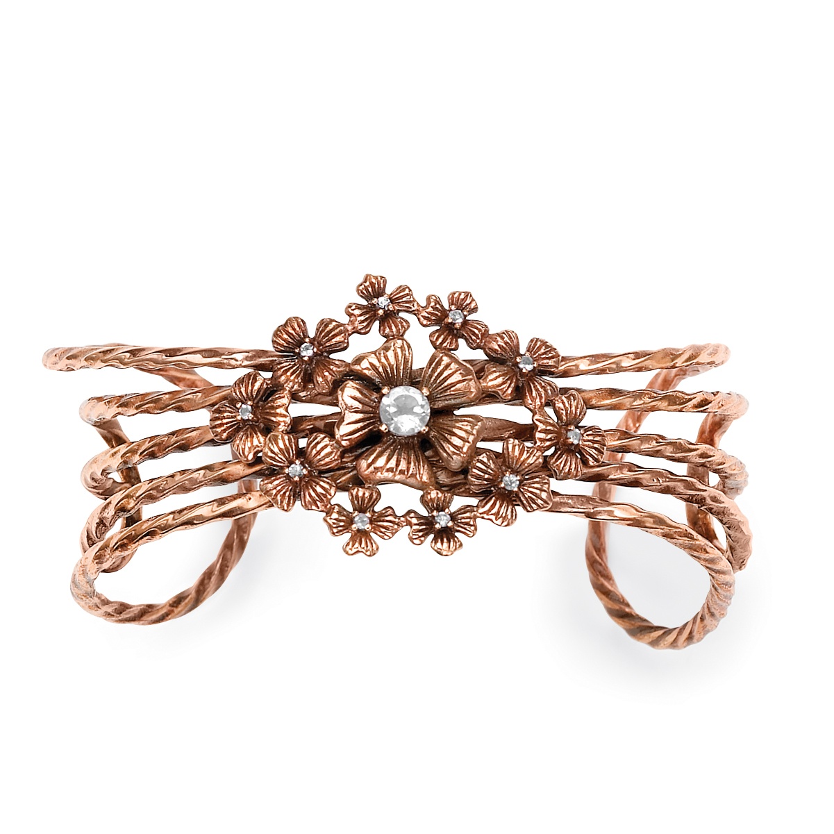 .72 CT TW DiamonUltra&trade; Cubic Zirconia Flower Bouquet Cuff Bracelet in ...