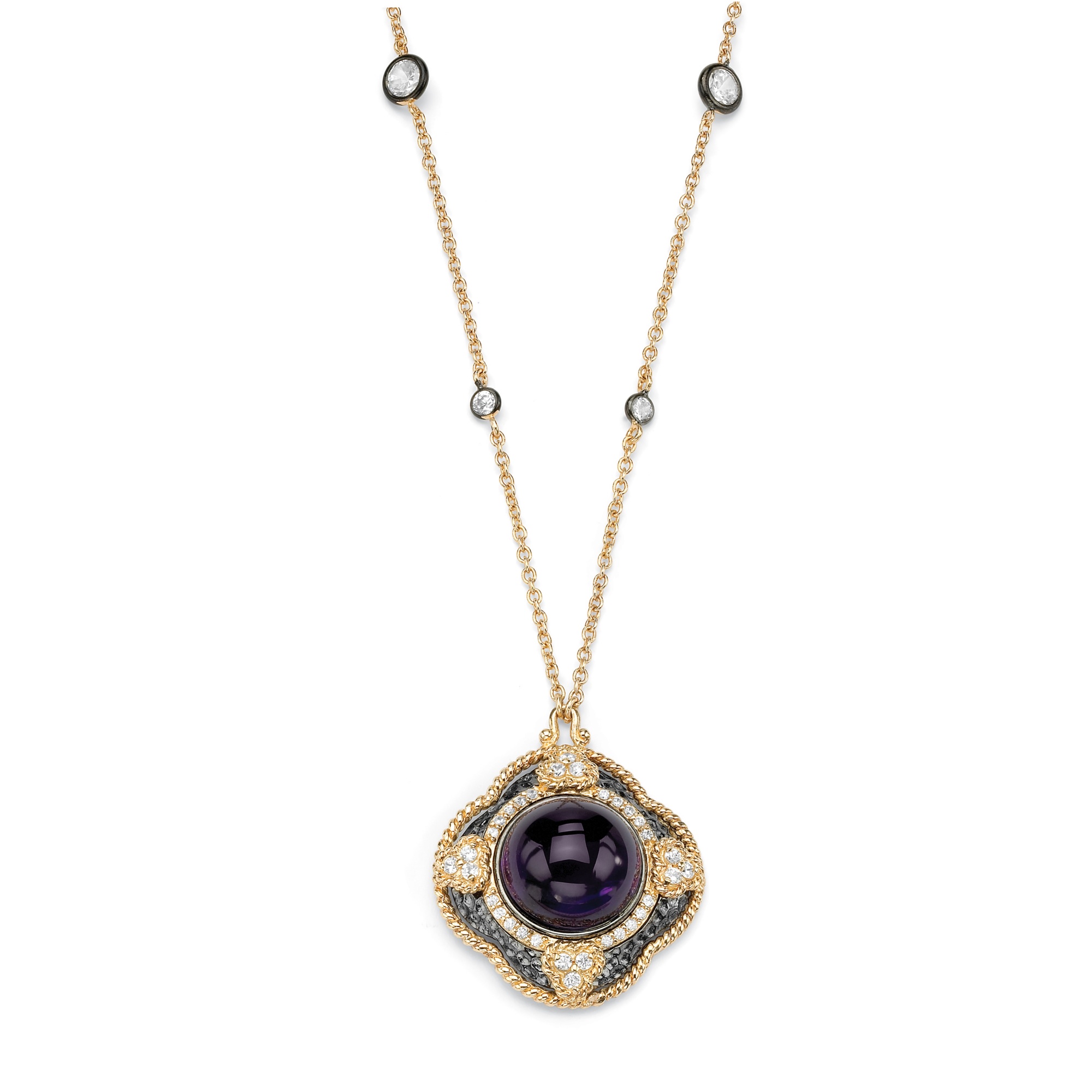 4 CT TW DiamonUltra&trade; Cubic Zirconia and Purple Glass Cabochon ...