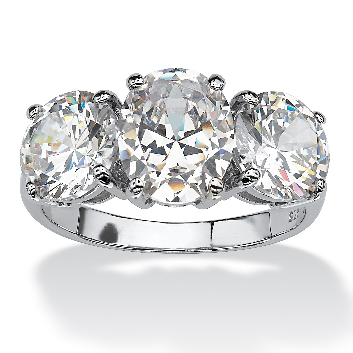 6.30 CT TW Oval-Cut and Round DiamonUltra&trade; Cubic Zirconia Anniversary ...