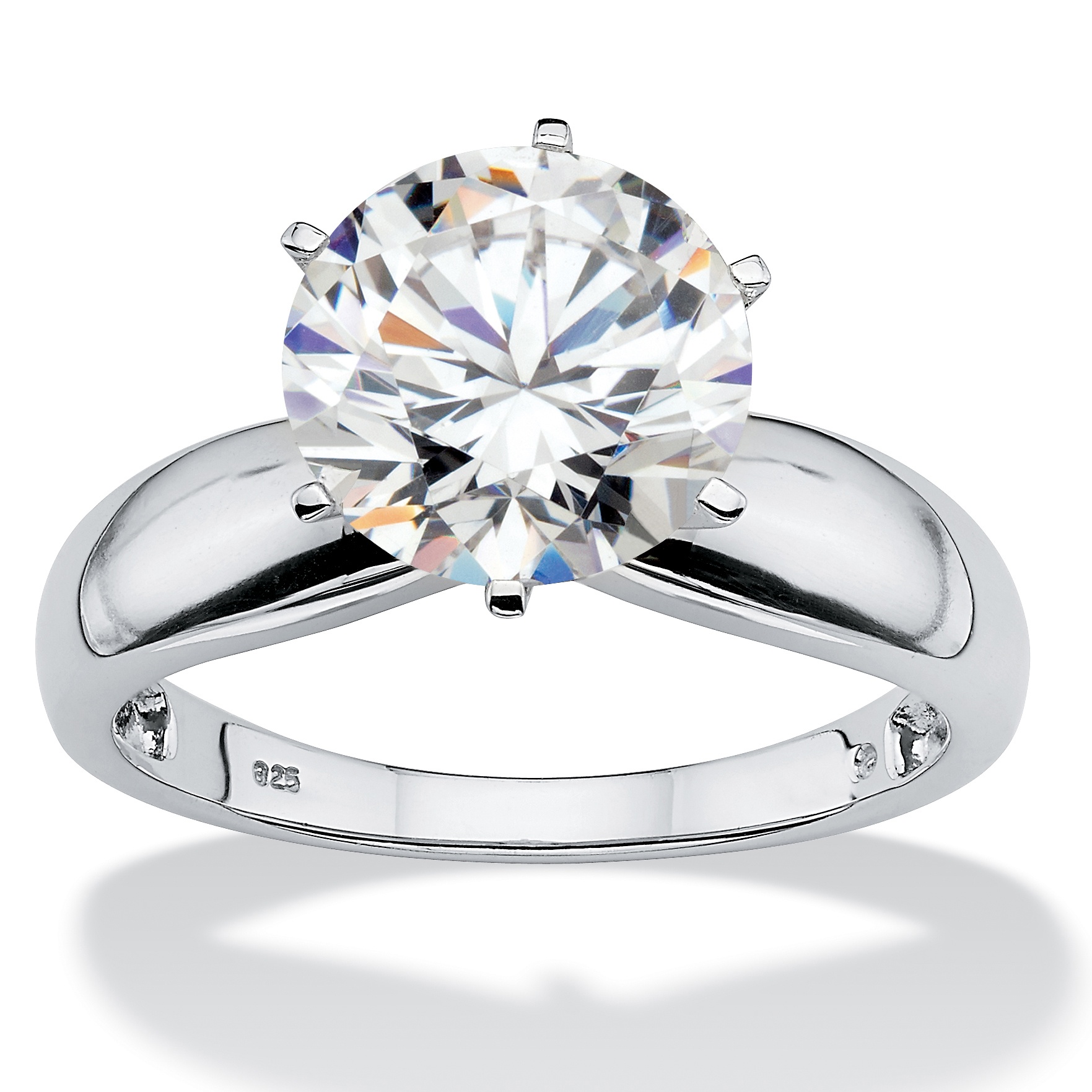3.50 CT Round DiamonUltra&trade; Cubic Zirconia Solitaire Band Ring in ...
