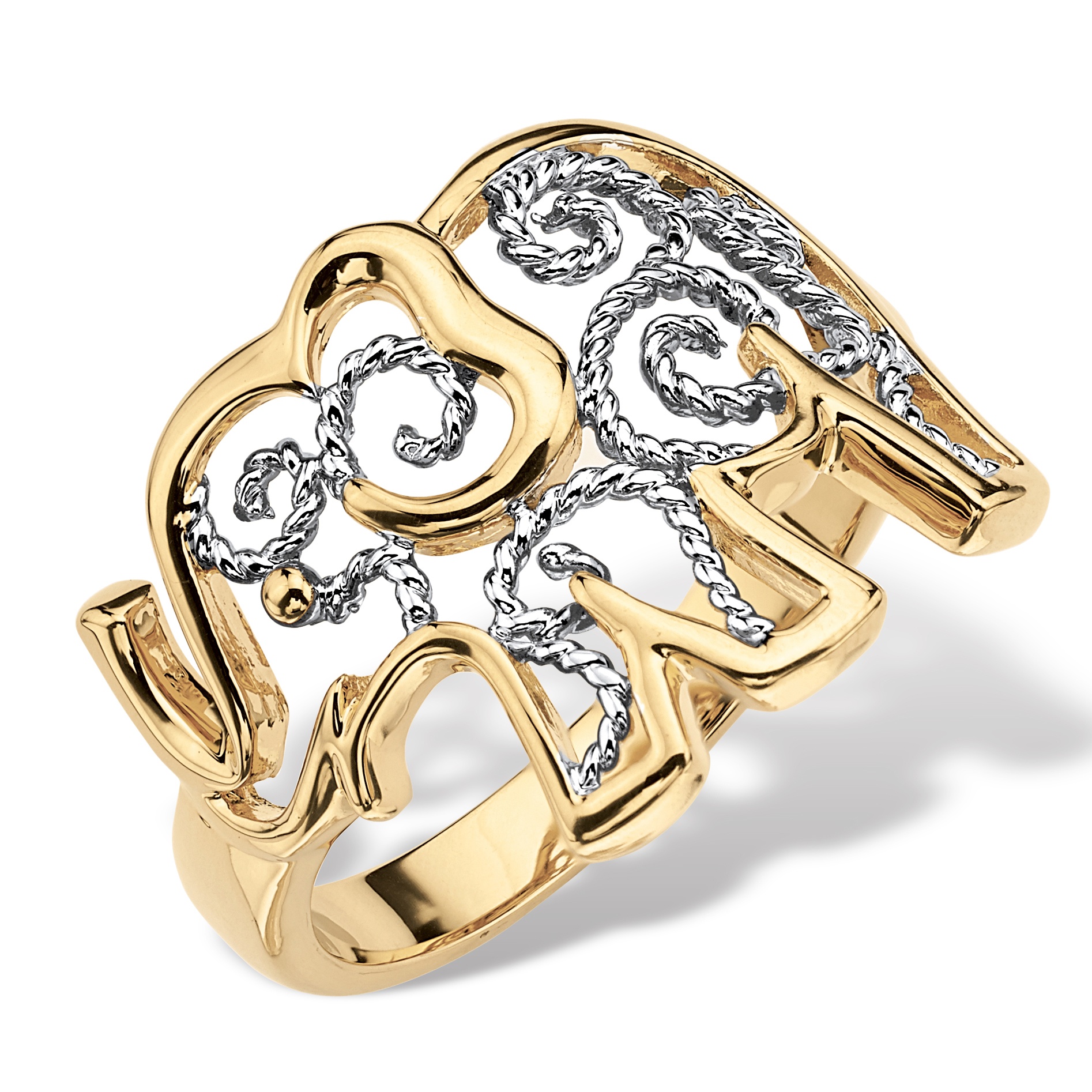 Filigree Elephant Ring in 18k Gold-Plated