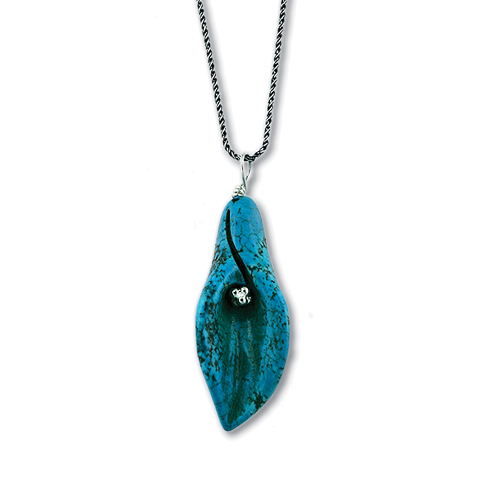 Howlite Tulip Pendant with Chain in Sterling Silver