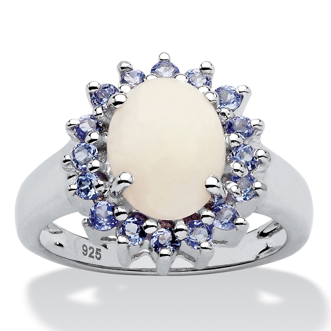 .48 CT TW Tanzanite and Opal Ring in Sterling Silver