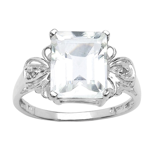 3.26 CT TW White Quartz and White Topaz Ring in Sterling Silver