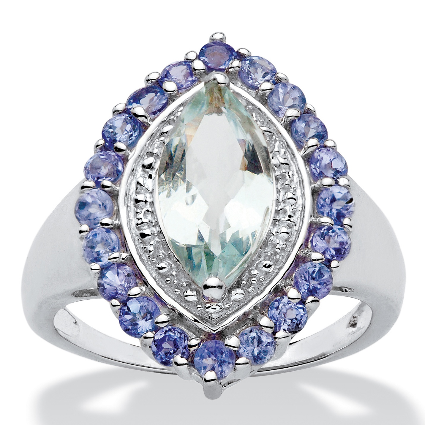 2.35 CT TW Aquamarine and Tanzanite Ring in Sterling Silver