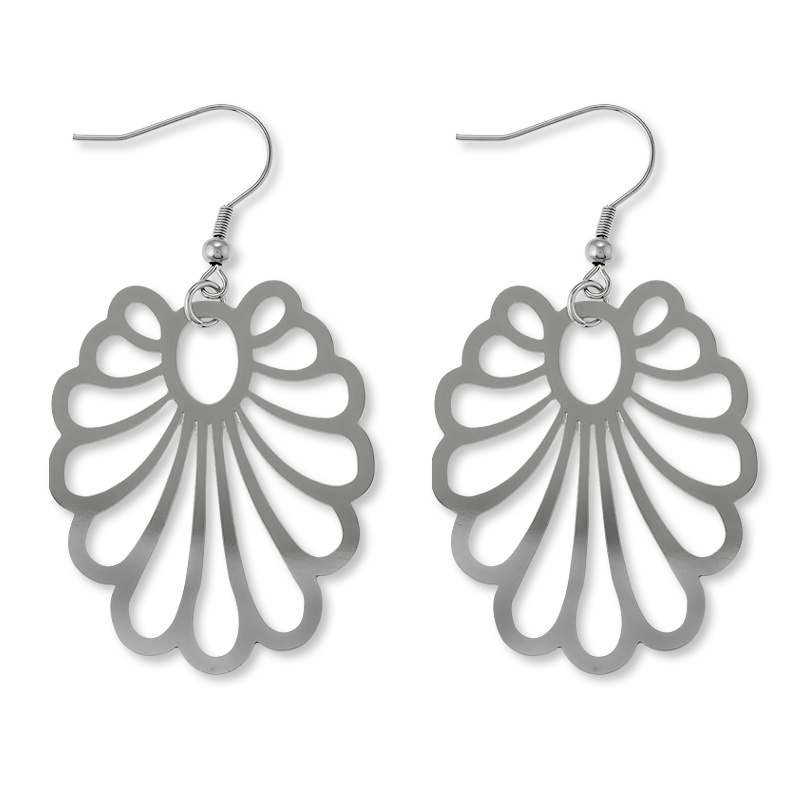 Openwork Looped Drop Pierced Earrings in Stainless Steel