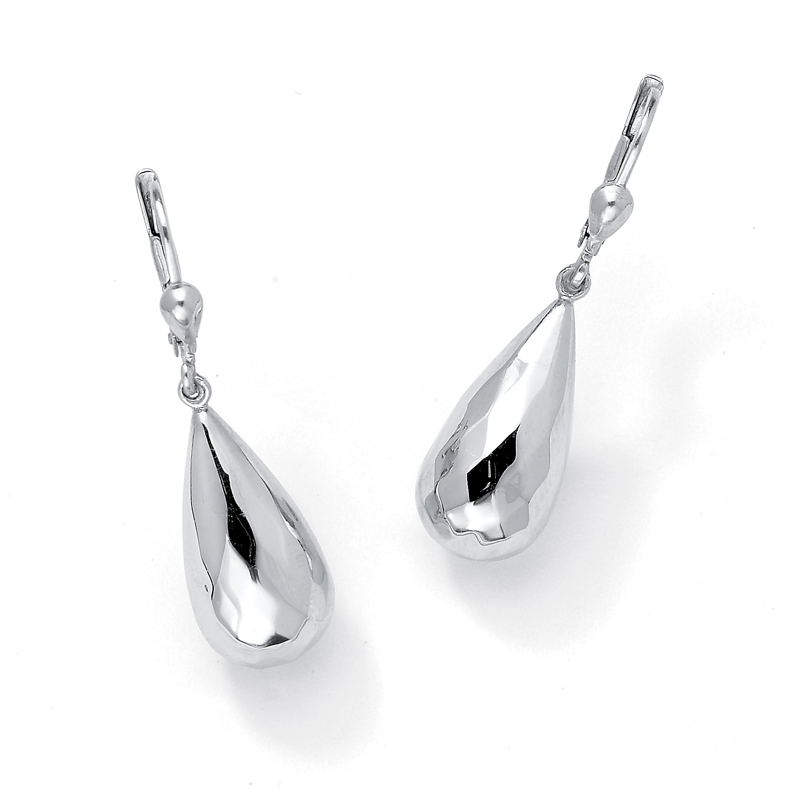 Pear-Shaped Drop Pierced Earrings in Sterling Silver