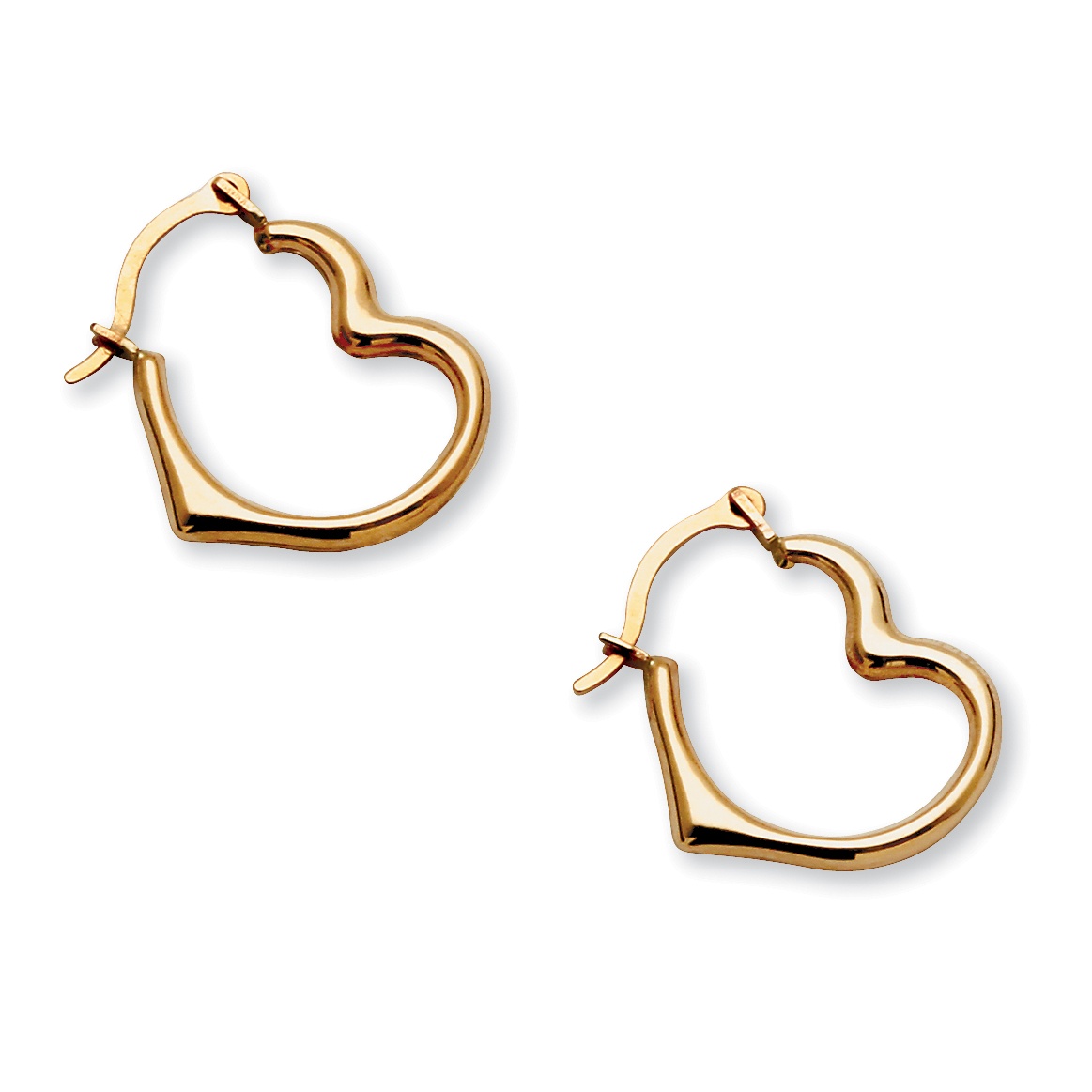 Heart Hoop Pierced Earrings in 10k Gold