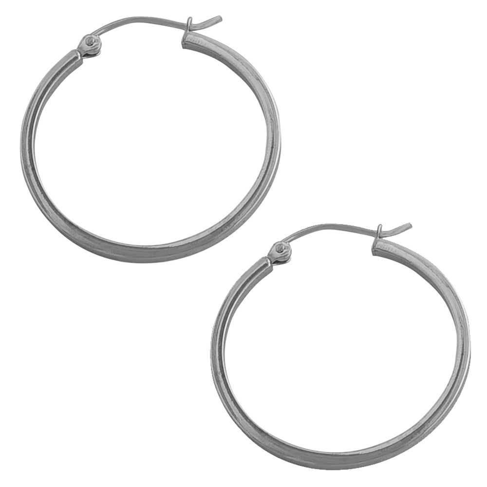 Hoop Pierced Earrings in 14k White Gold