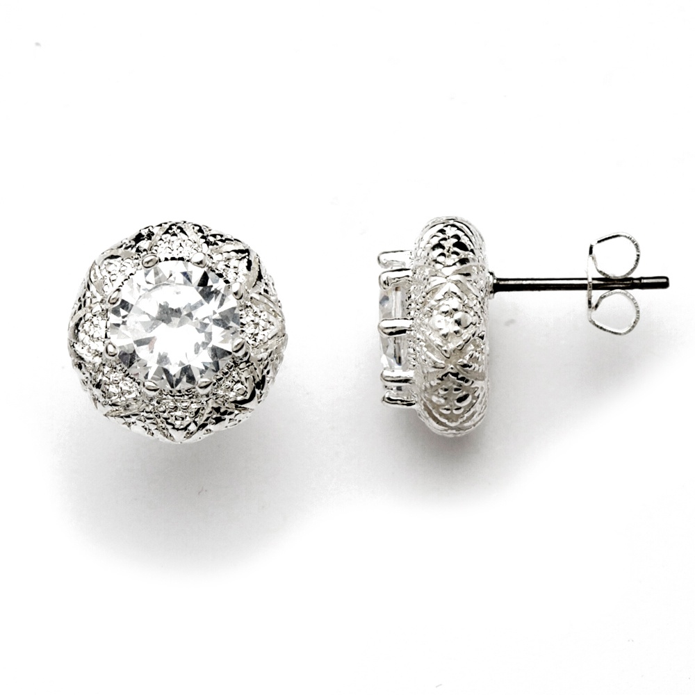 3 CT TW DiamonUltra&trade; Cubic Zirconia Stud Pierced Earrings in Silvertone