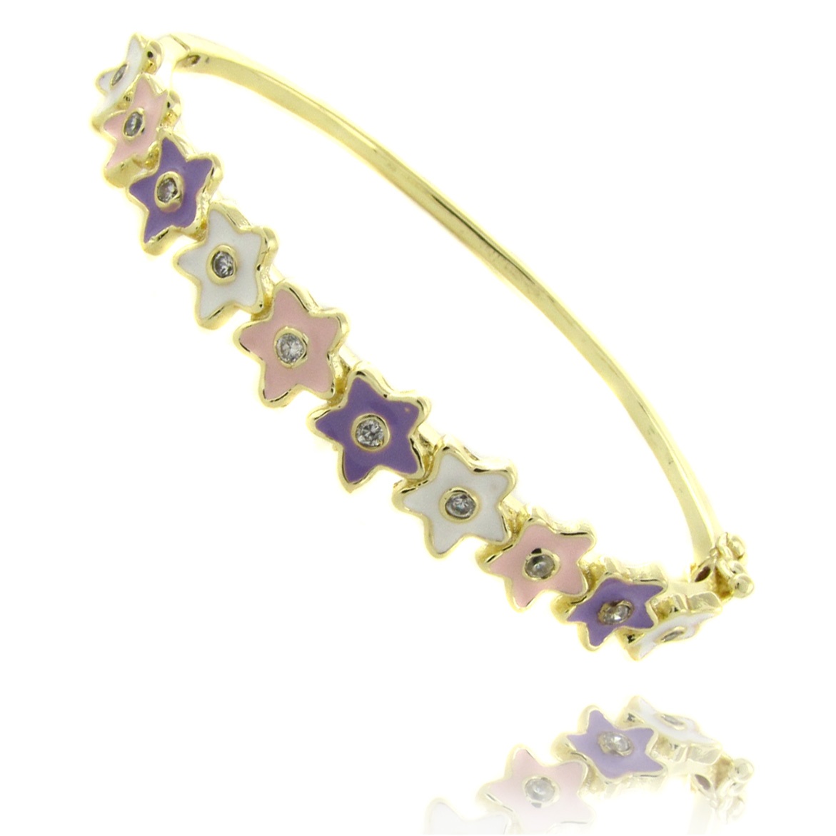 Children's Enamel Star Cutout Bangle Bracelet in 18k Gold-Plated