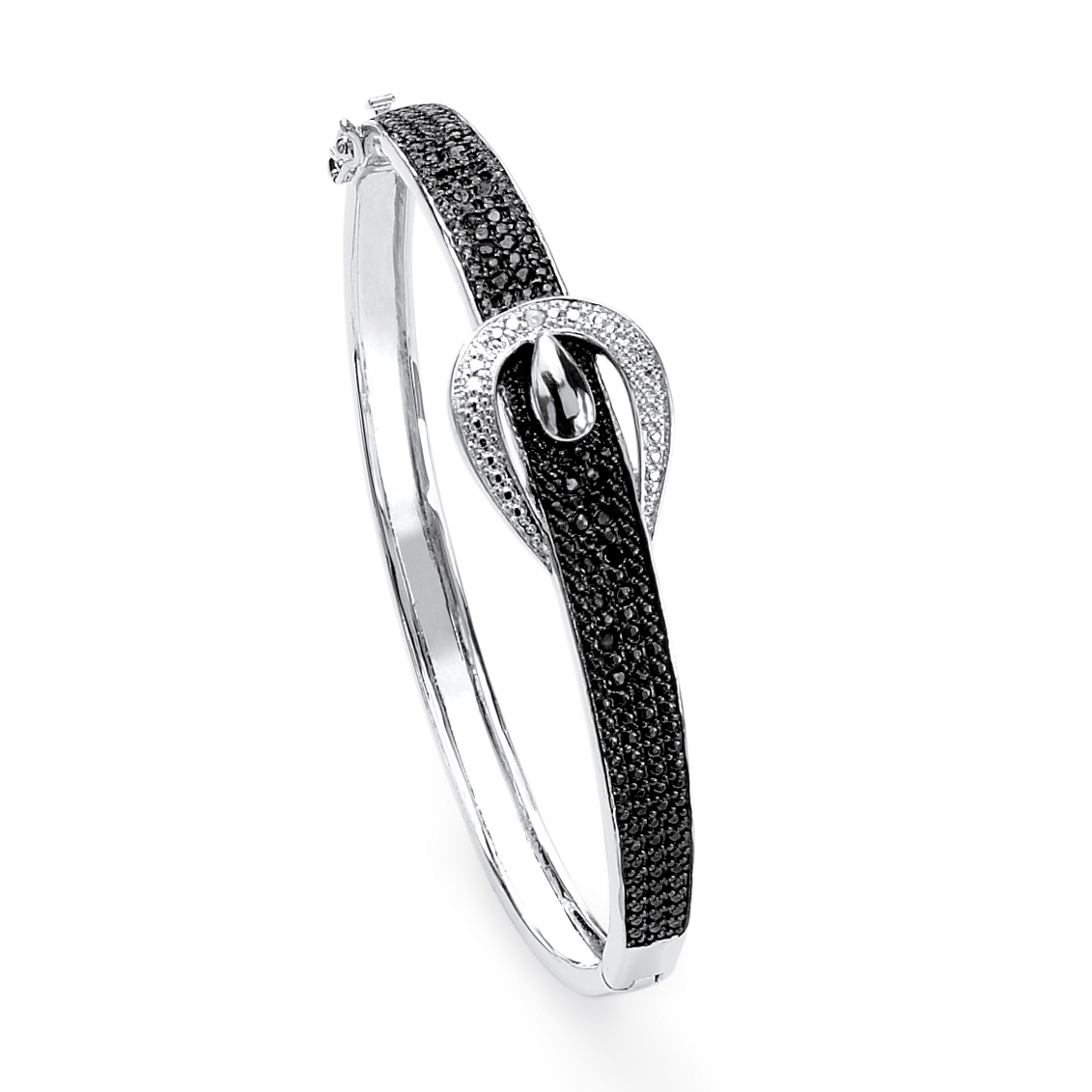 1/4 CT TW Black and White Diamond Buckle Bracelet in Sterling Sterling