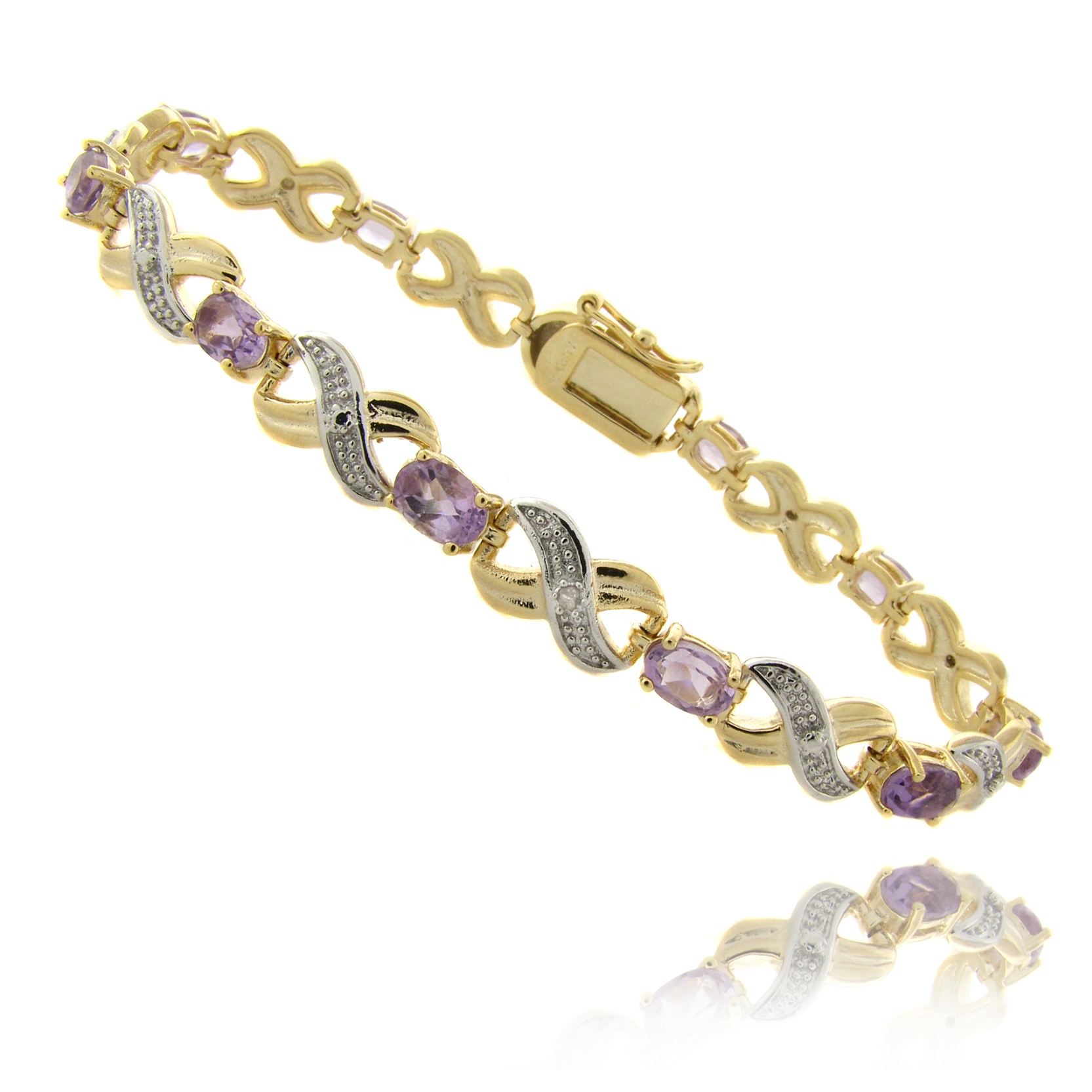 4.50 CT TW Oval-Cut Amethyst and Diamond Accent Figure Eight Bracelet in ...