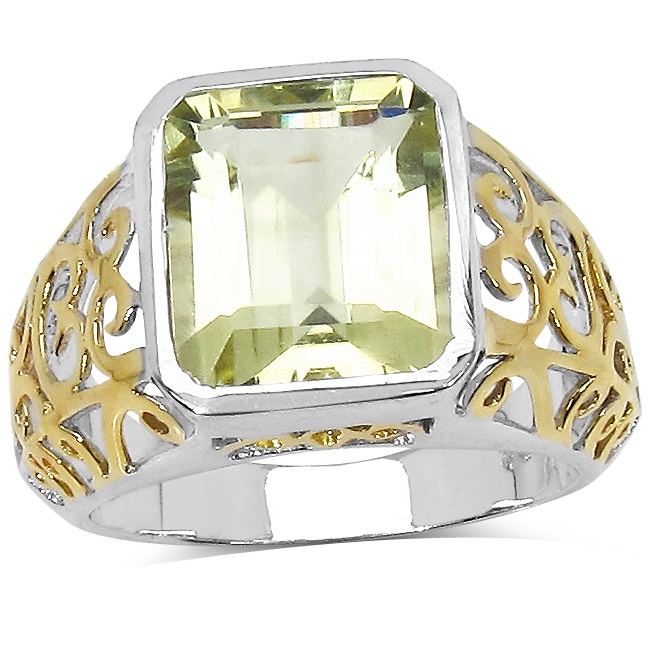 5.60 CT Yellow Topaz Filigree Ring in Tutone 14k Gold over Sterling Silver