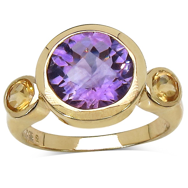 3.45 CT TW Amethyst and Citrine Ring in 14k Gold over Sterling Silver