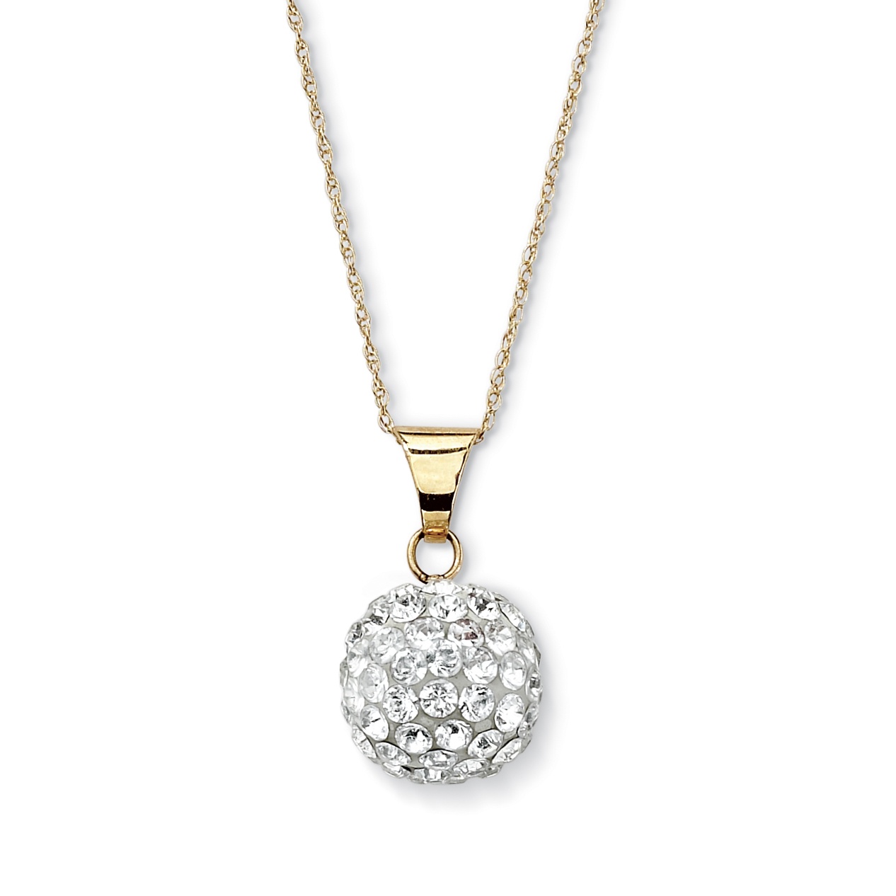 10k Gold Crystal Ball Pendant and Chain