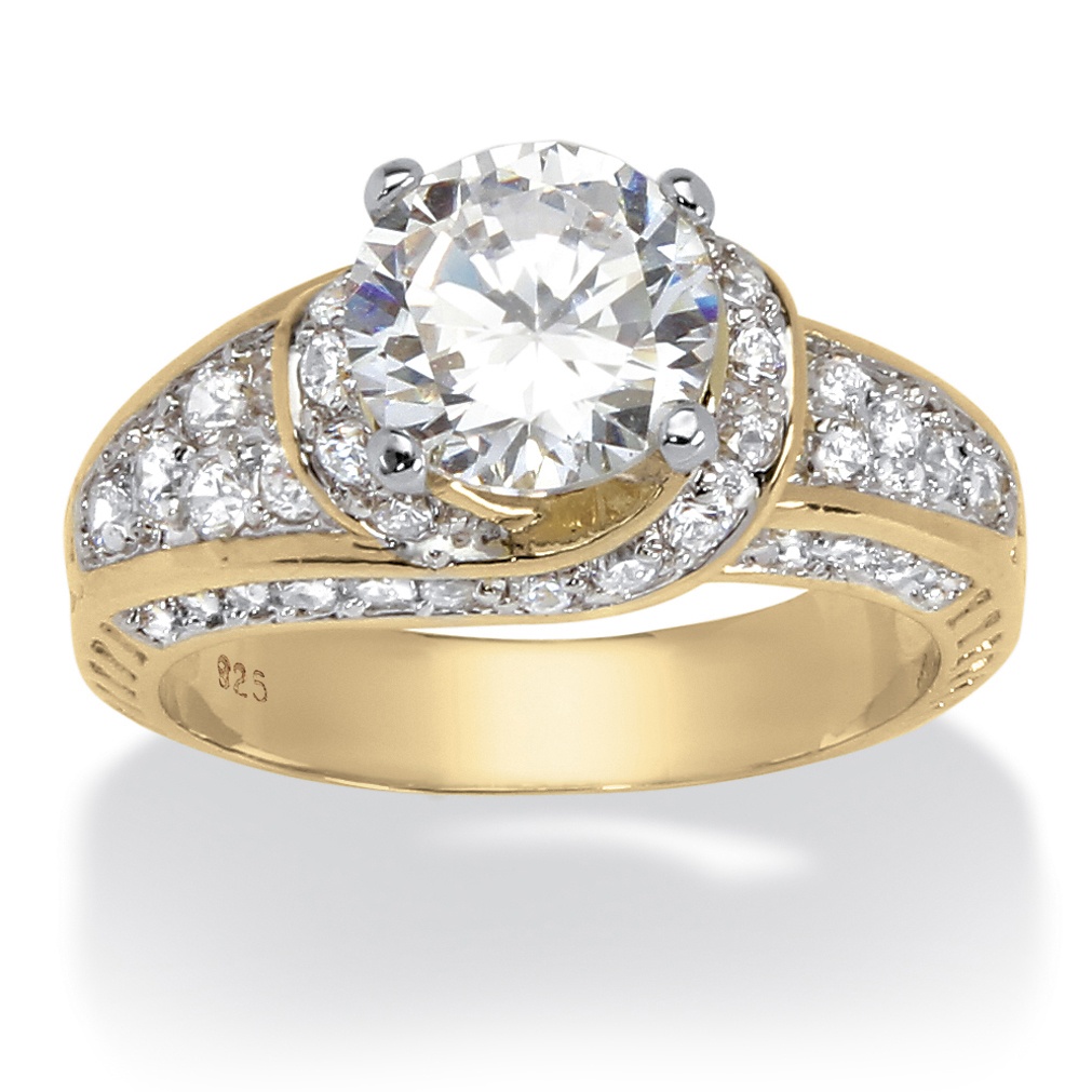 3.51 TCW Round Cubic Zirconia 18k Yellow Gold Over Sterling Silver Wedding Band