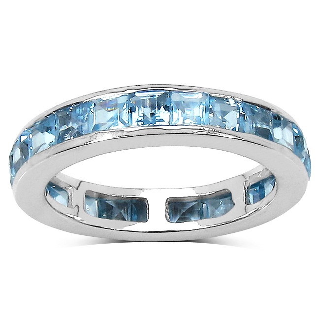 4.83 CT TW Blue Topaz Eternity Band in Platinum over Sterling Silver