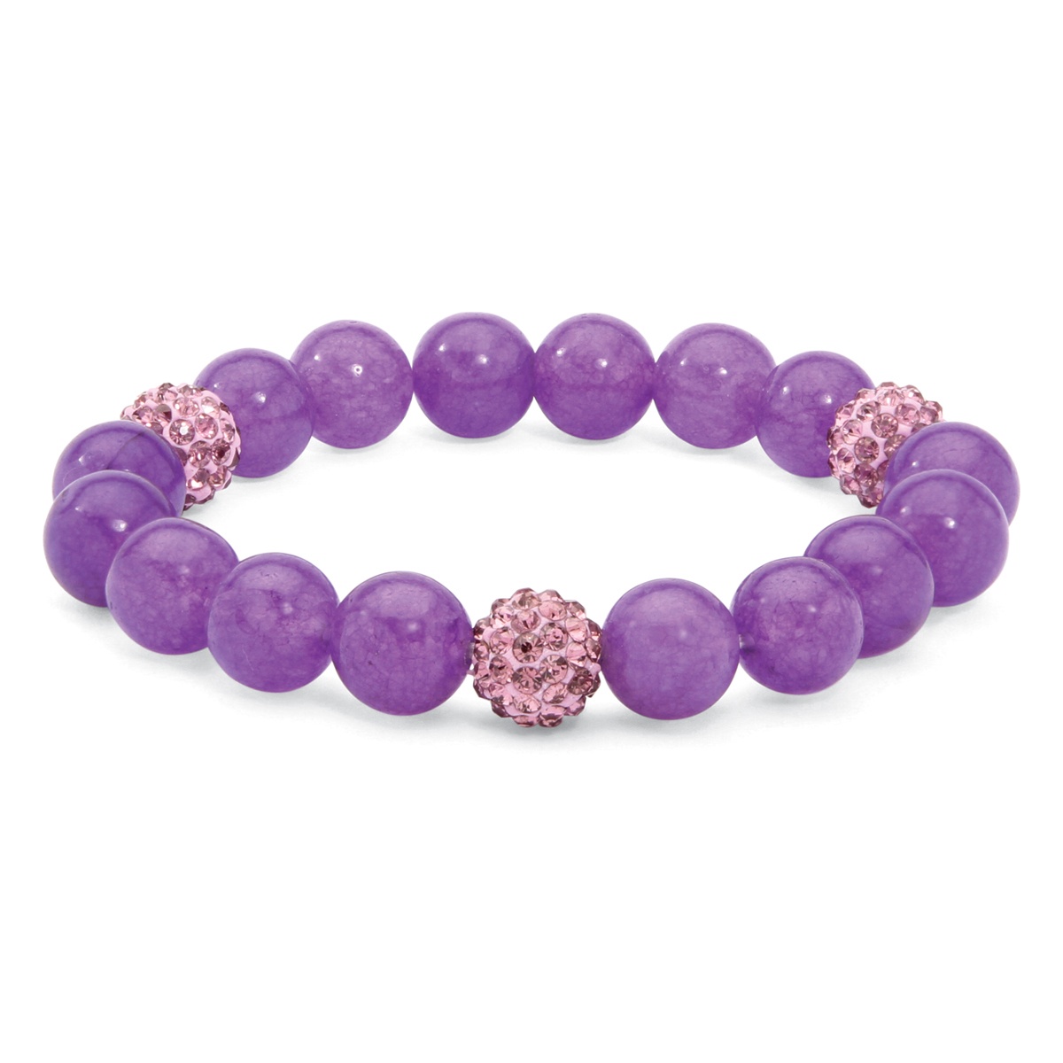 Jade And Crystal Bead Birthstone Stretch Bracelet 8