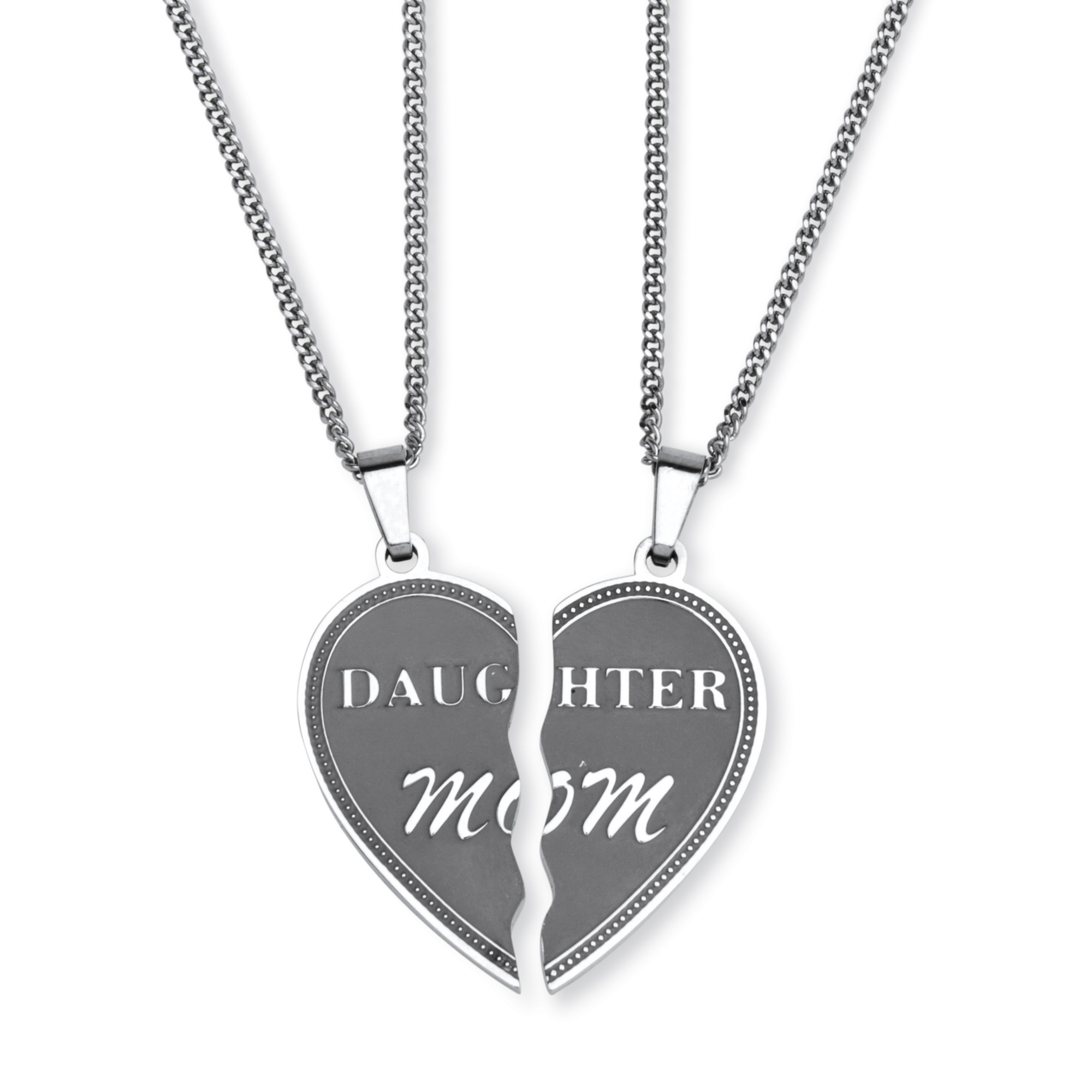 Heart Breakaway Daughter Mom Breakaway Pendants with Chains in Stainless Steel