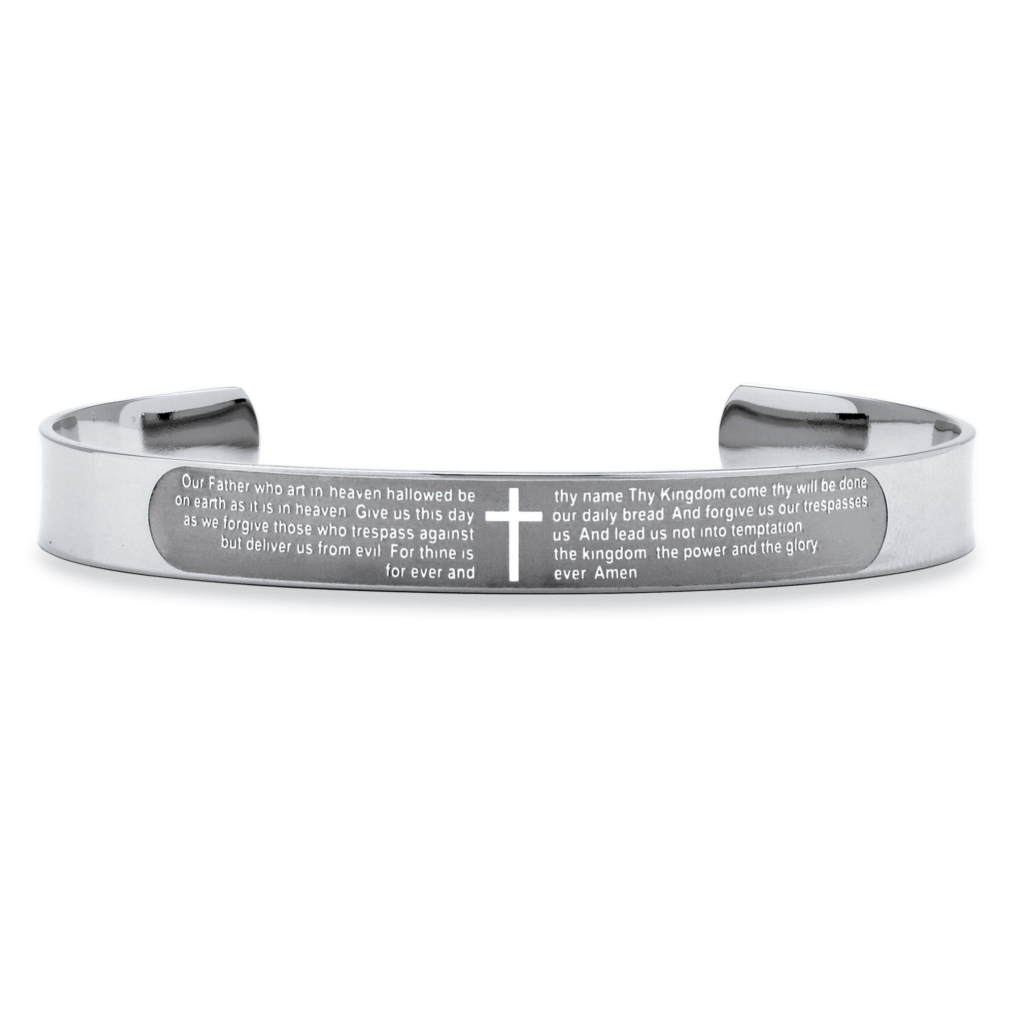 Lord's Prayer Cuff Bracelet in Stainless Steel
