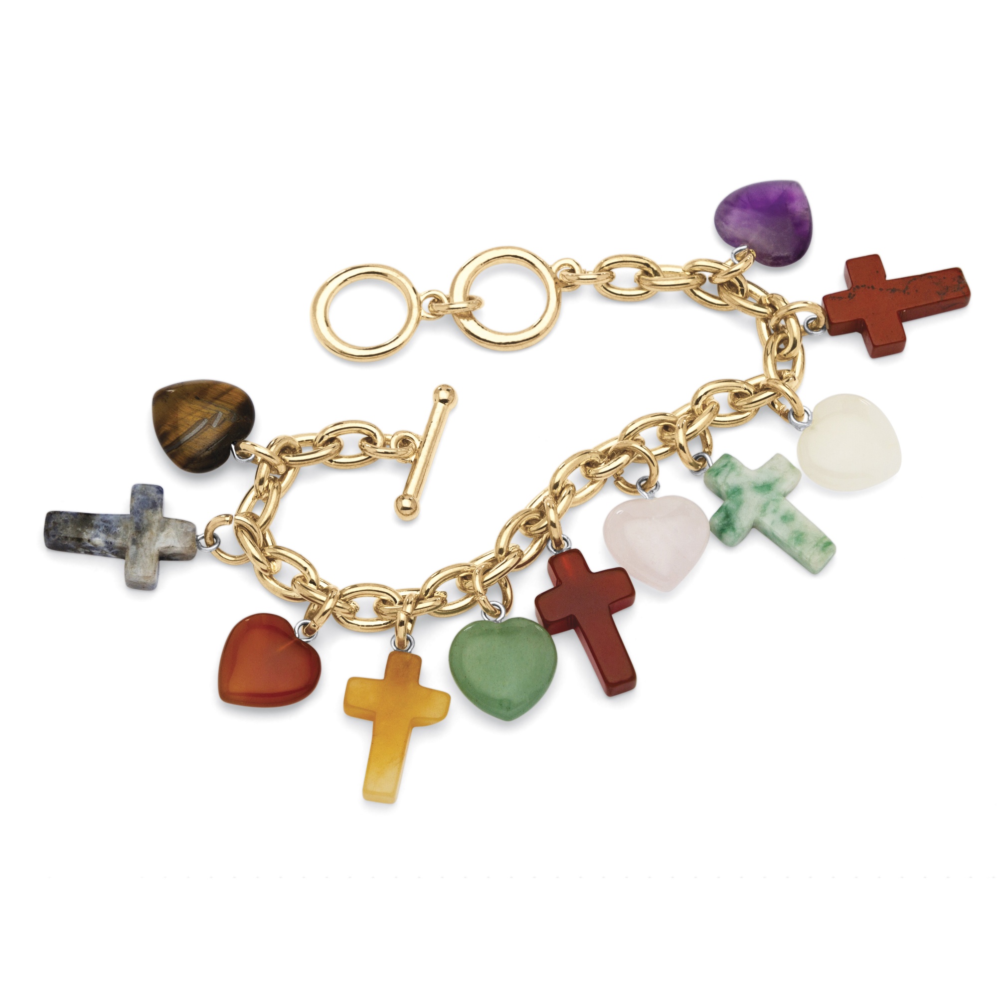 Heart Tone Charm bracelet  and Multicolor Bracelet Gold in charm Cross purity cross Jewelry Agate