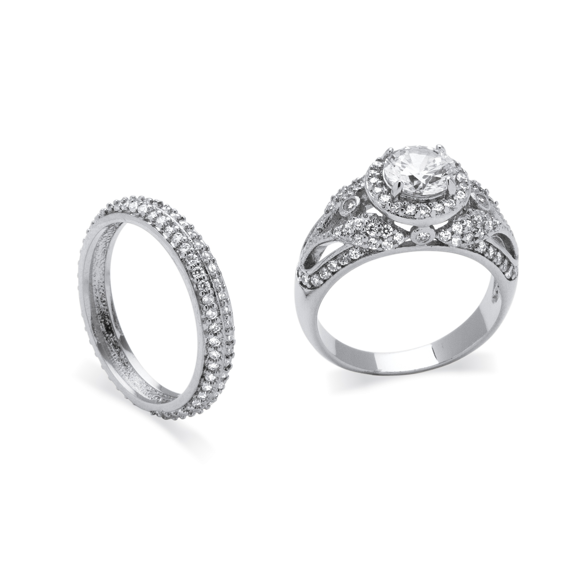 2 Piece 2.60 TCW Round CZ Bridal Set in Platinum Over Sterling Silver