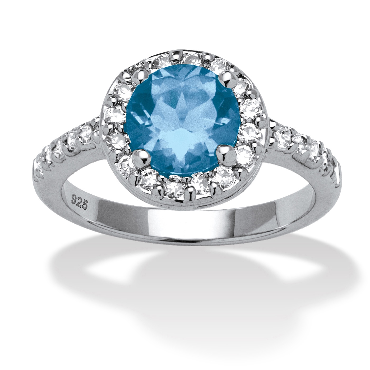 Simulated Round Birthstone and .55 TCW CZ Ring in Sterling Silver