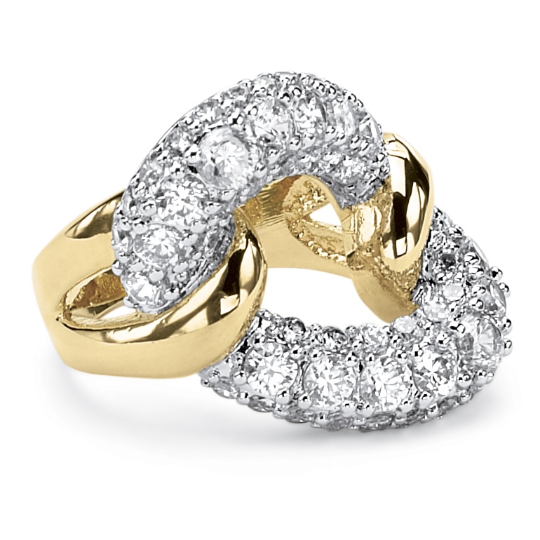 2.95 TCW Cubic Zirconia Link Ring in 14k Gold-Plated
