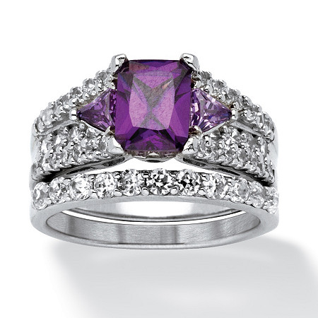 She's pretty in purple. An emerald-cut purple cz stone with cubic ...