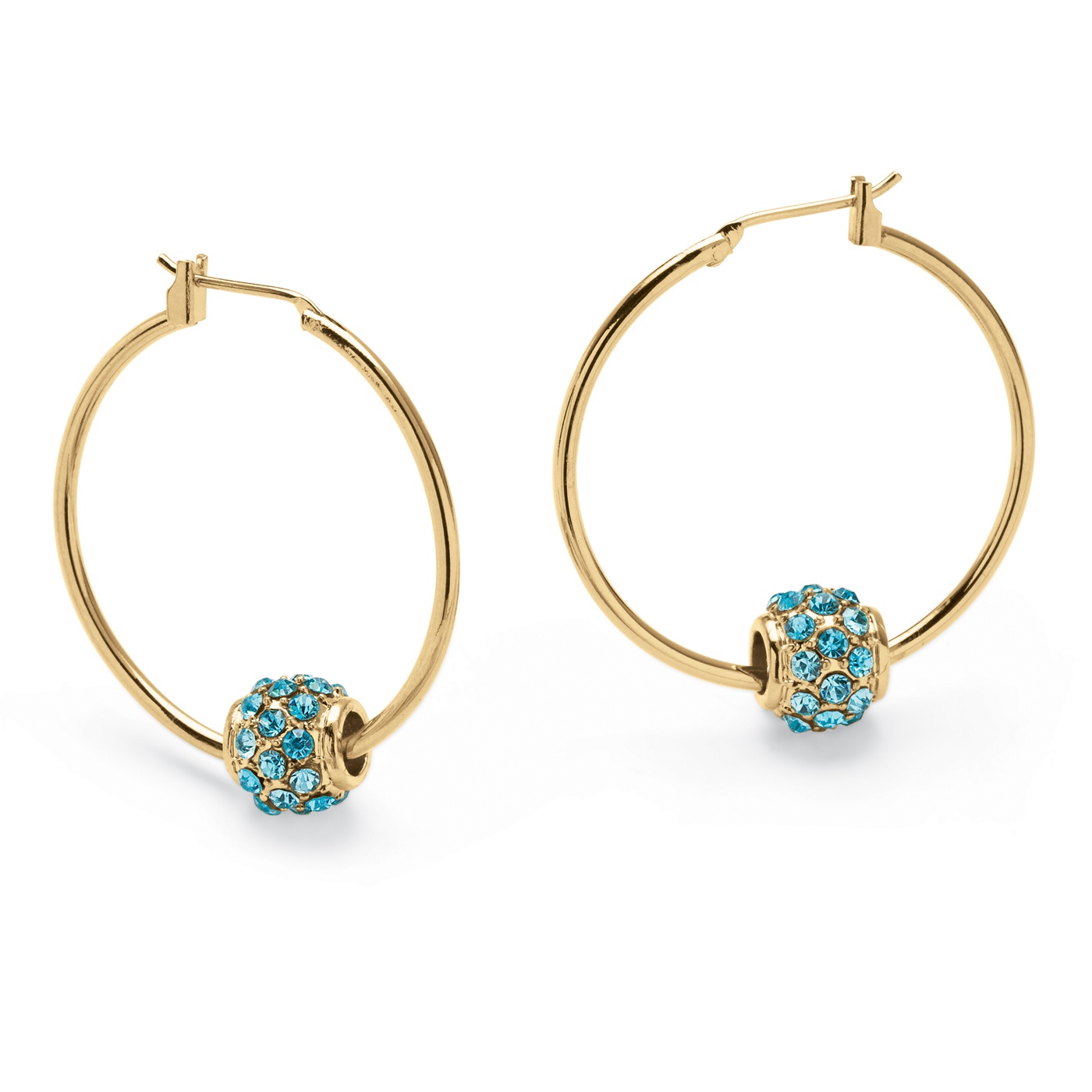 Birthstone Bead Hoop Earrings in Goldtone