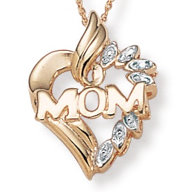 10k Gold "Mom" Heart Pendant