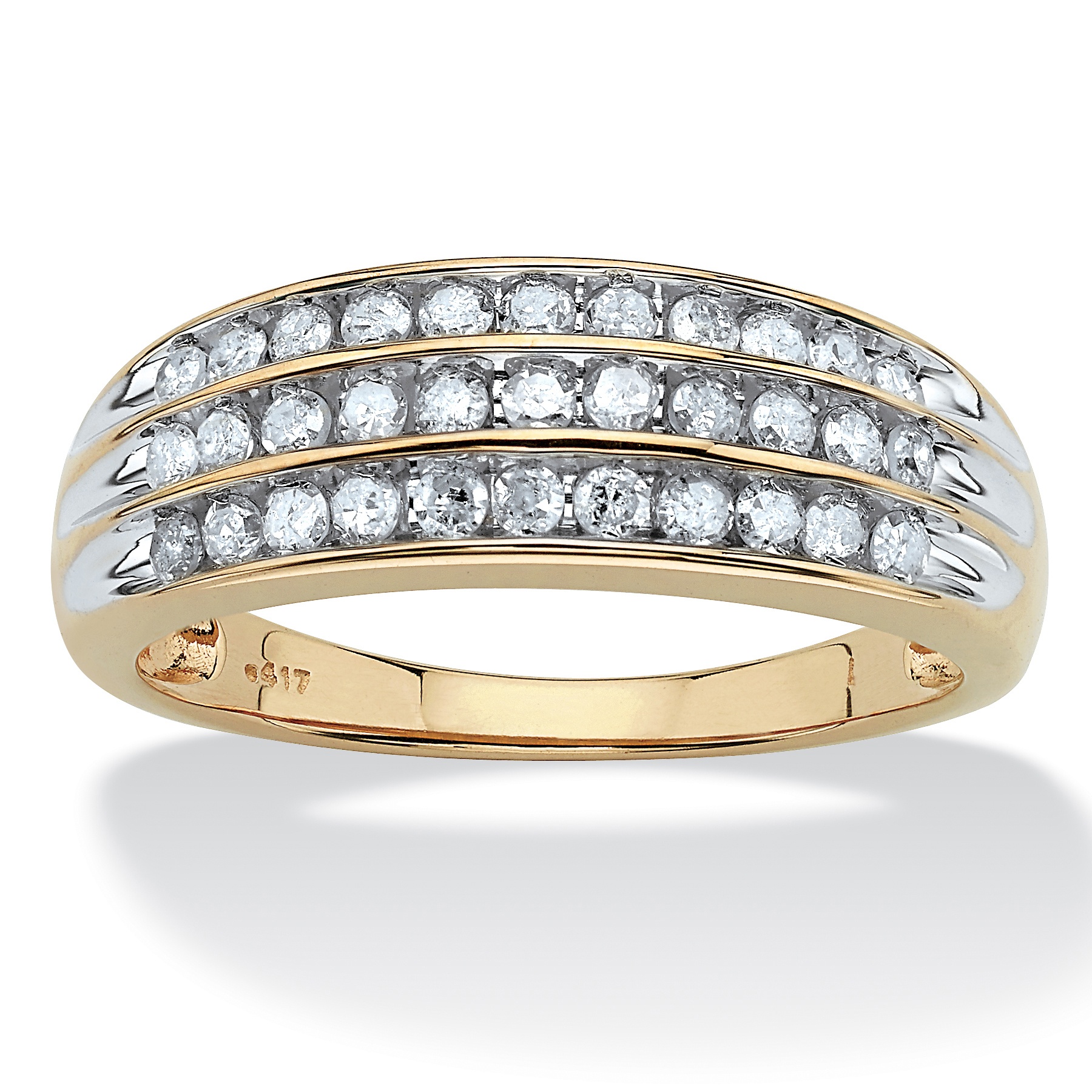 10k Gold Triple-Row Diamond Ring