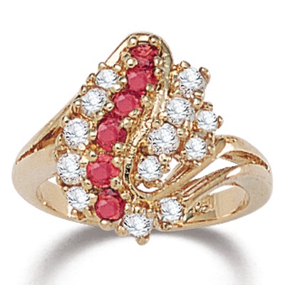 Ruby & DiamonUltra&trade; CZ Cluster Ring