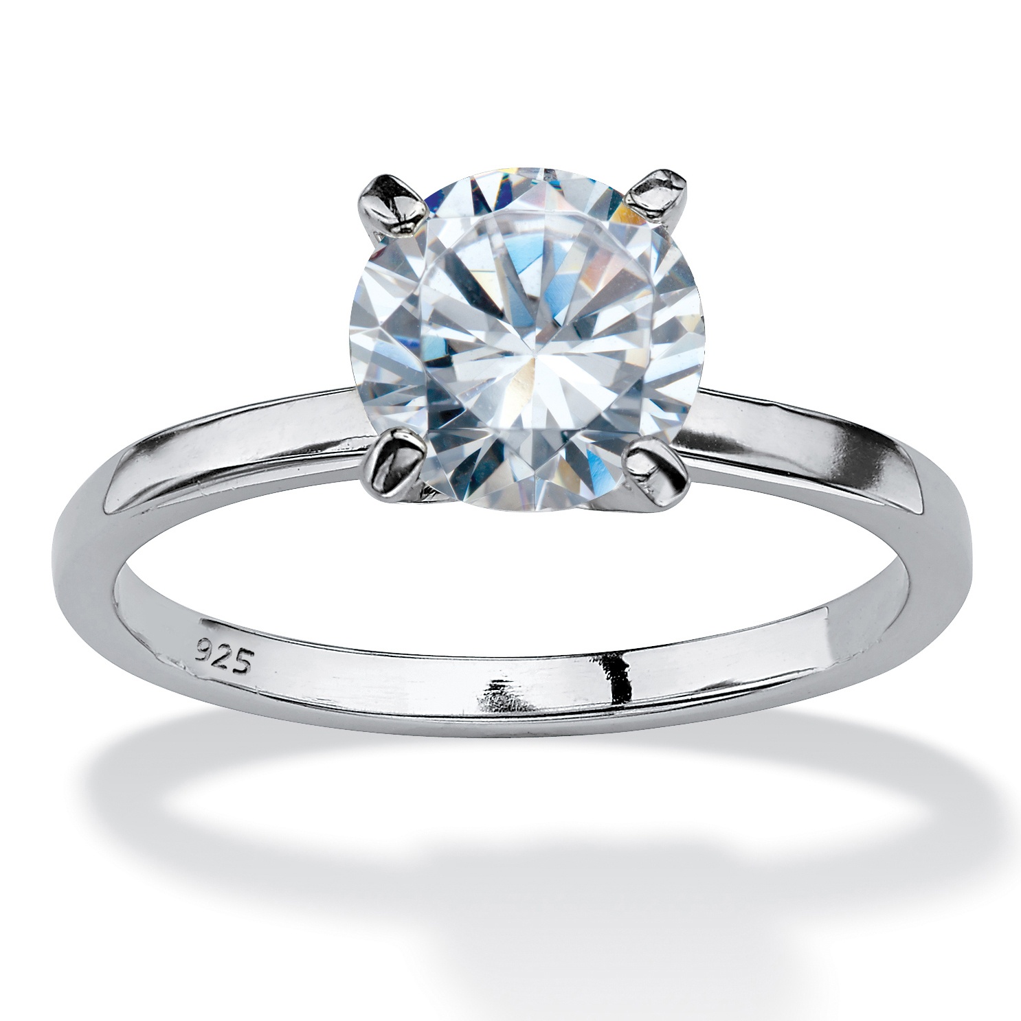 Sterling Silver Round DiamonUltra&trade; Cubic Zirconia Solitaire Ring with ...