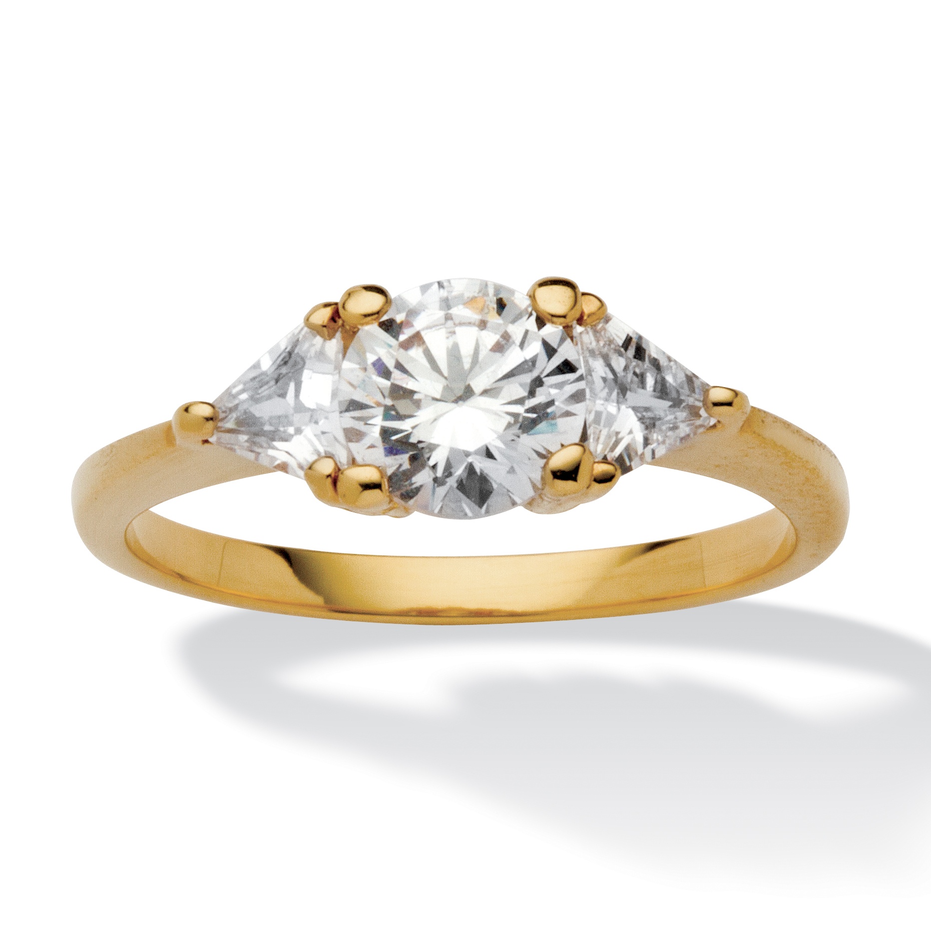 14k Gold-Plated Round and Trilliant-Cut DiamonUltra&trade; Cubic Zirconia ...