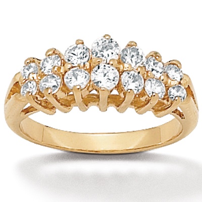 14k Gold-Plated Double-Row Round DiamonUltra&trade; Cubic Zirconia Ring