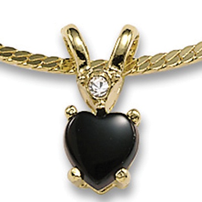 Onyx Heart Necklace 16"