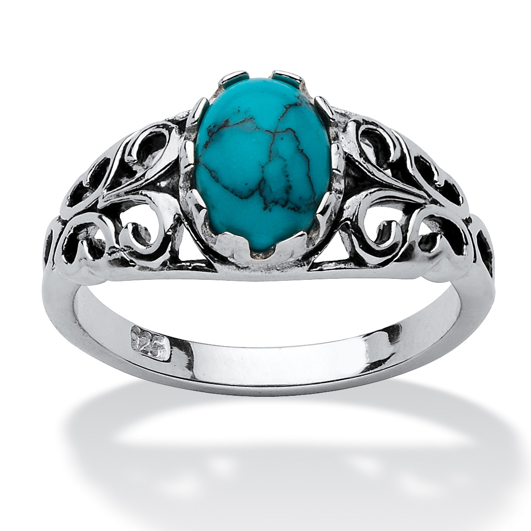Simulated Turquoise Silver Ring