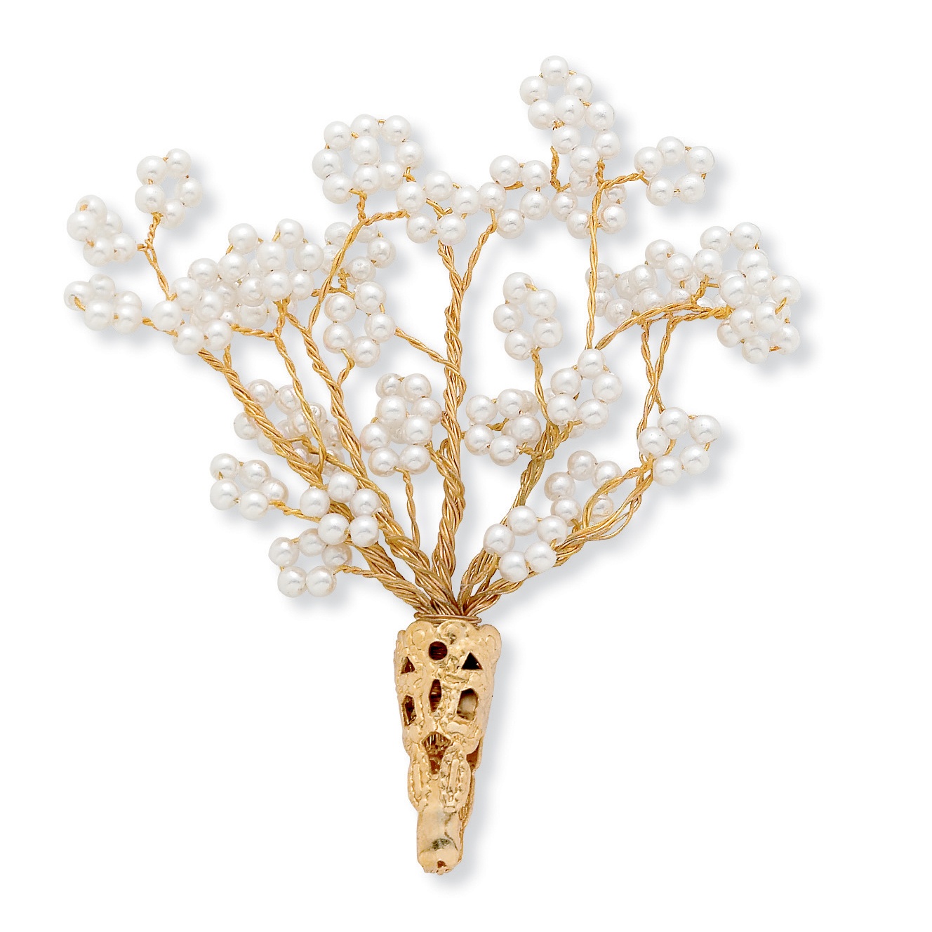 Gold-Plated Pearls Simulated Pin