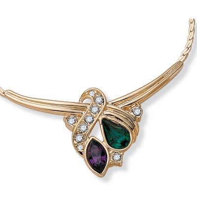 Sim. Amethyst/Emerald Pendant